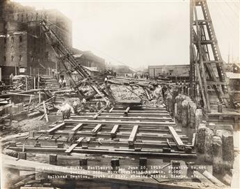 (CONSTRUCTION) An album with 72 photographs documenting the construction of Municipal Pier No. 30 South, Philadelphia, Pennsylvania.